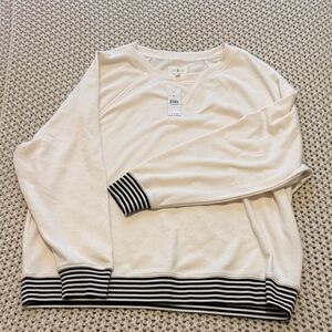 Lou & Grey Cream Sweatshirt with Black Stripes